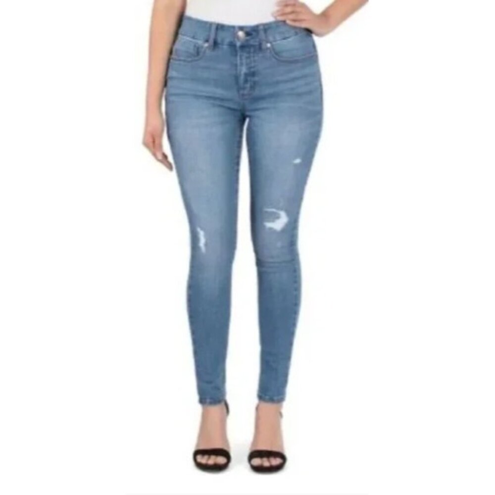 7 Seven Tummyless High Rise Skinny With Distress Size 12
